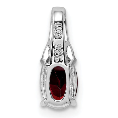 Rhodinierter Sterlingsilber-Anhänger mit oval geschliffenem Diamant und Granat
