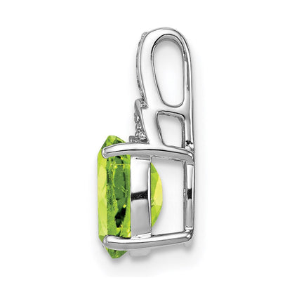 Anhänger aus rhodiniertem Sterlingsilber mit Diamant und ovalem Peridot