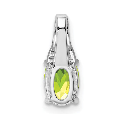 Anhänger aus rhodiniertem Sterlingsilber mit Diamant und ovalem Peridot