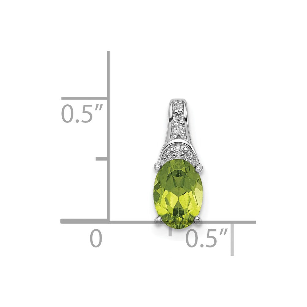 Anhänger aus rhodiniertem Sterlingsilber mit Diamant und ovalem Peridot
