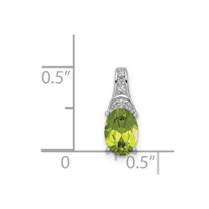 Anhänger aus rhodiniertem Sterlingsilber mit Diamant und ovalem Peridot