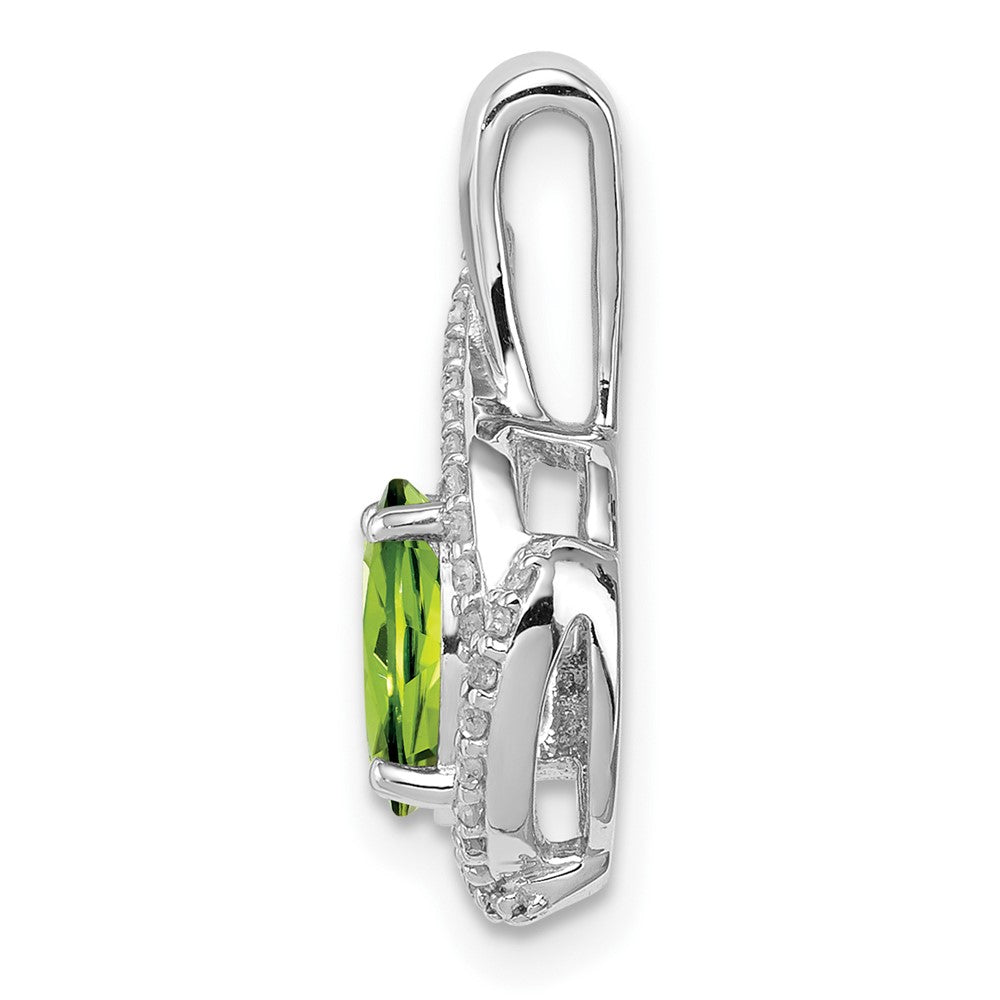 Anhänger aus rhodiniertem Sterlingsilber mit ovalem Diamant und Peridot