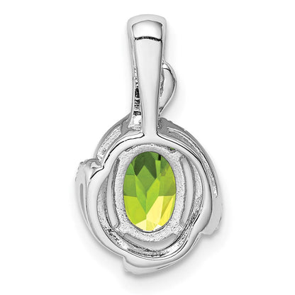 Anhänger aus rhodiniertem Sterlingsilber mit ovalem Diamant und Peridot