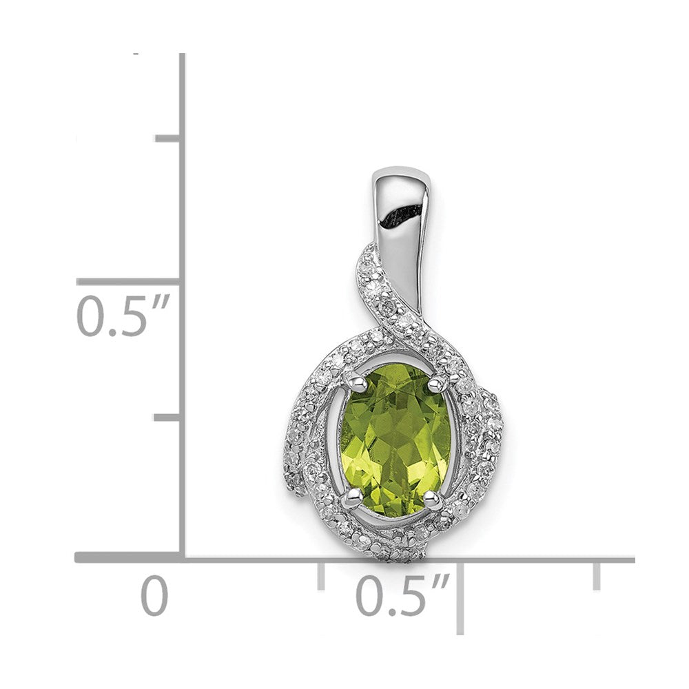 Anhänger aus rhodiniertem Sterlingsilber mit ovalem Diamant und Peridot