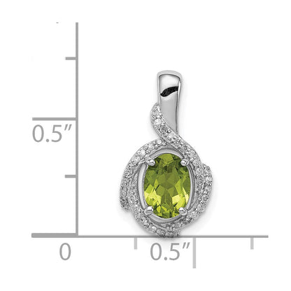 Anhänger aus rhodiniertem Sterlingsilber mit ovalem Diamant und Peridot