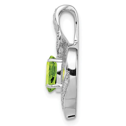 Rhodinierter Sterlingsilber-Anhänger mit Diamant und Peridot, oval