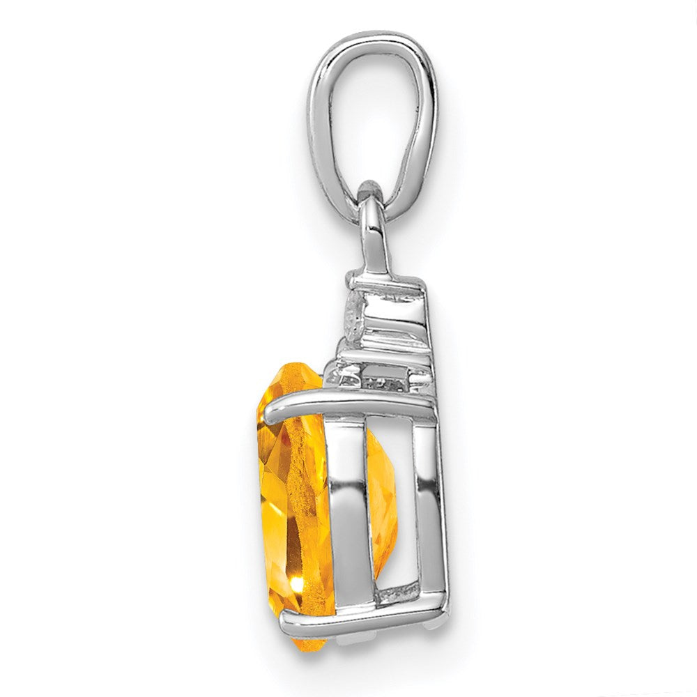 Sterlingsilber Rhodiniert Diamant & Citrin Oval Anhänger