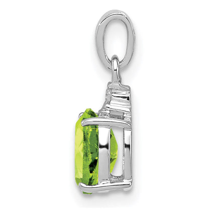 Sterlingsilber Rhodiniert Diamant und Peridot Oval Anhänger