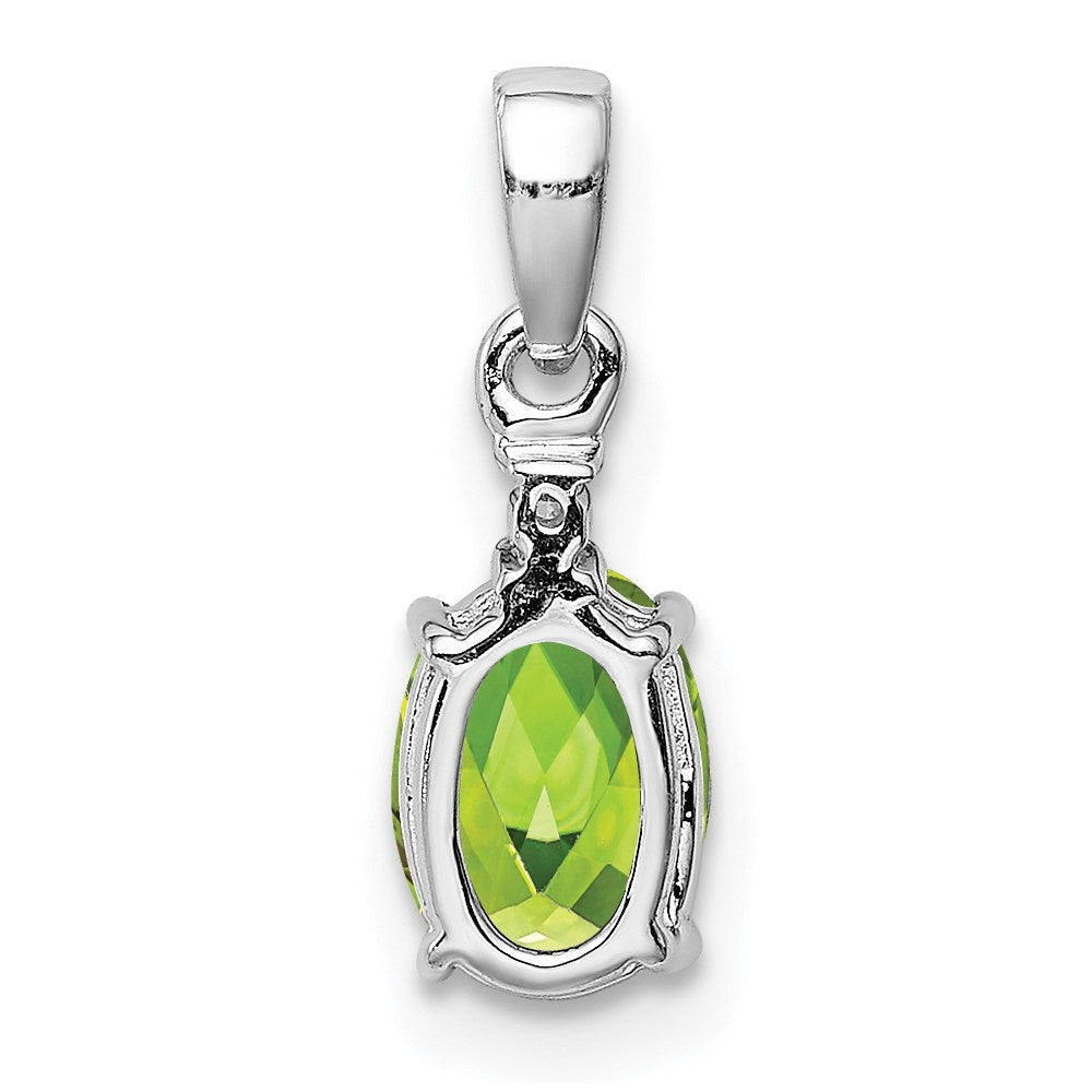 Sterlingsilber Rhodiniert Diamant und Peridot Oval Anhänger
