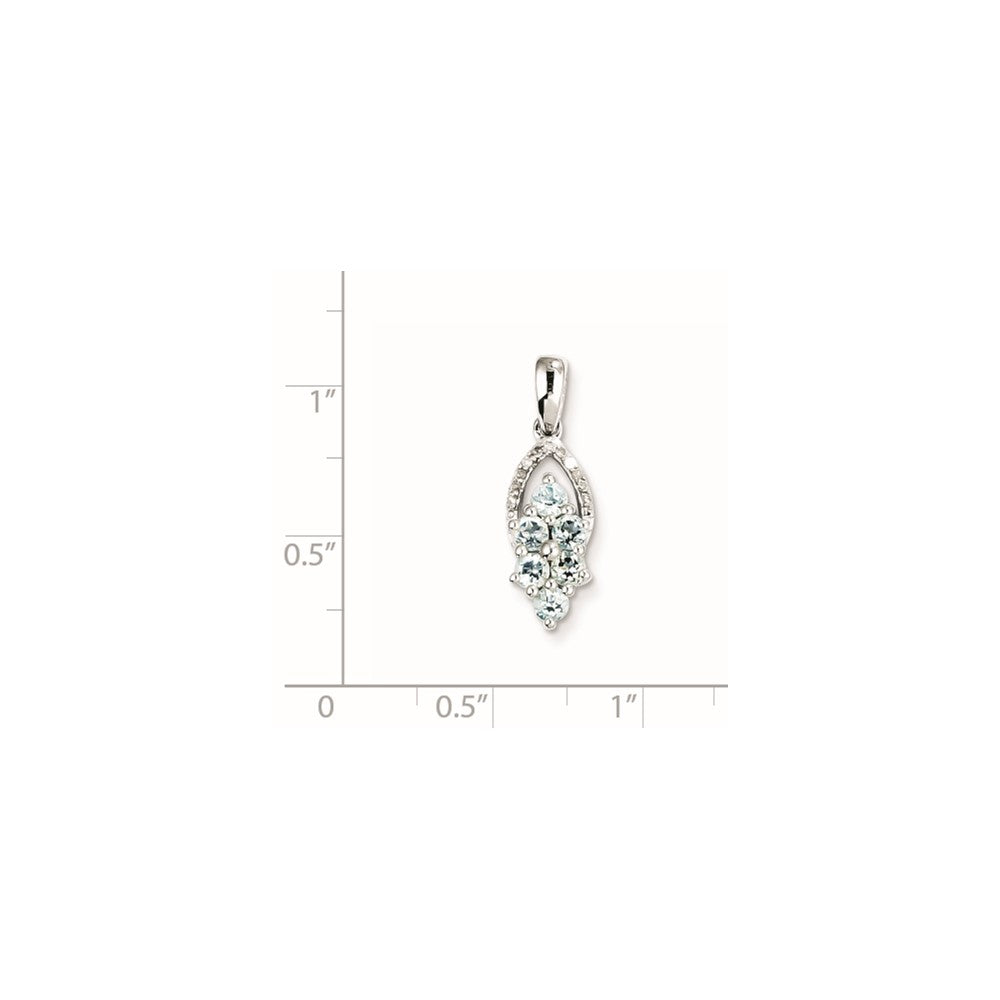 Anhänger aus rhodiniertem Sterlingsilber mit Diamant und Aquamarin