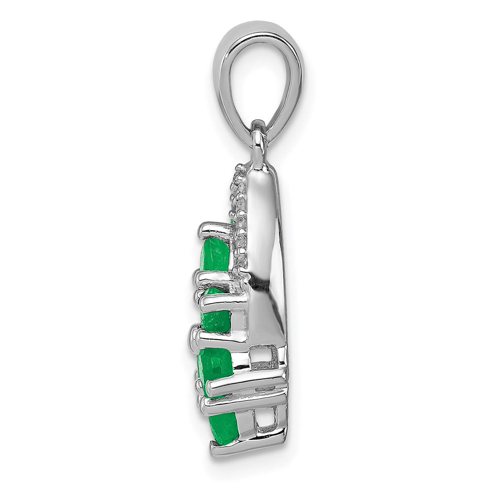 Anhänger aus rhodiniertem Sterlingsilber mit Diamant und Smaragd