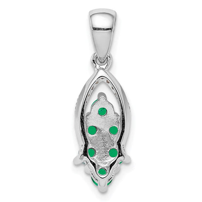 Anhänger aus rhodiniertem Sterlingsilber mit Diamant und Smaragd