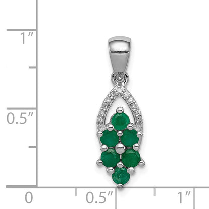 Anhänger aus rhodiniertem Sterlingsilber mit Diamant und Smaragd