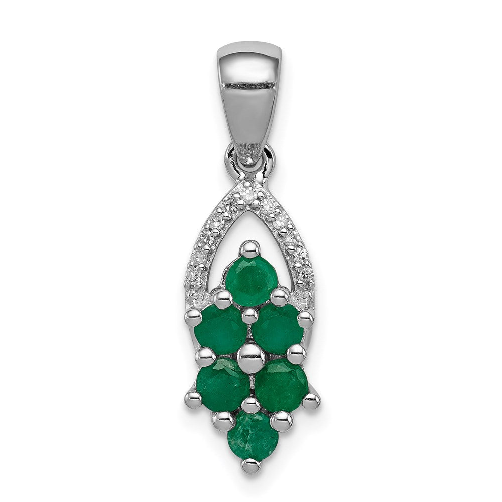 Anhänger aus rhodiniertem Sterlingsilber mit Diamant und Smaragd