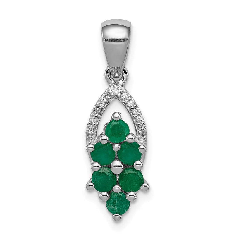 Anhänger aus rhodiniertem Sterlingsilber mit Diamant und Smaragd