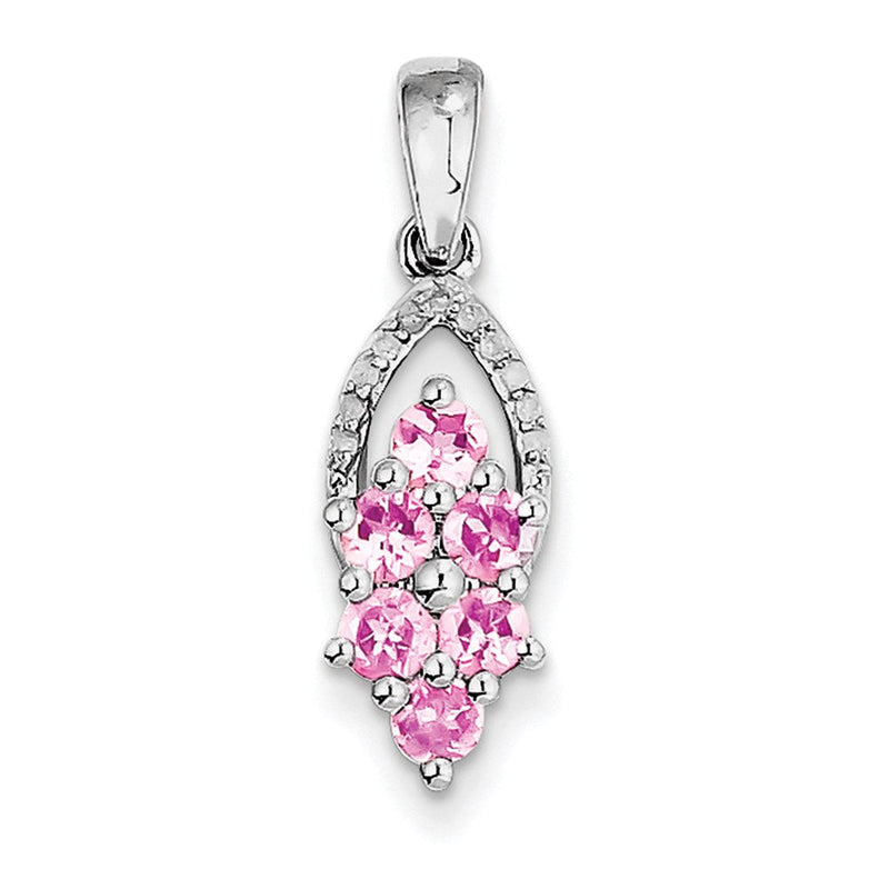 Anhänger aus rhodiniertem Sterlingsilber mit Diamant und rosa Turmalin