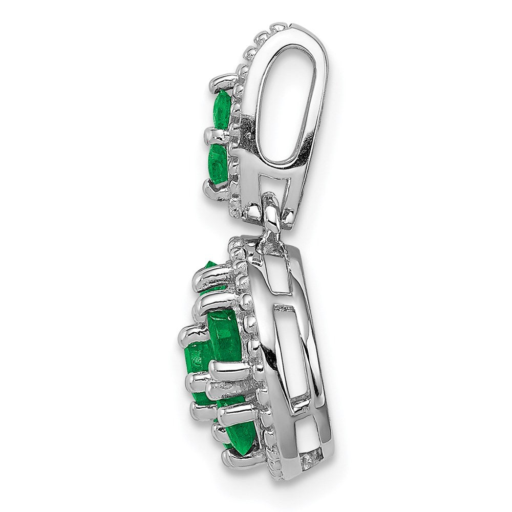 Rhodinierter Sterlingsilber-Anhänger mit Smaragd im Kreis