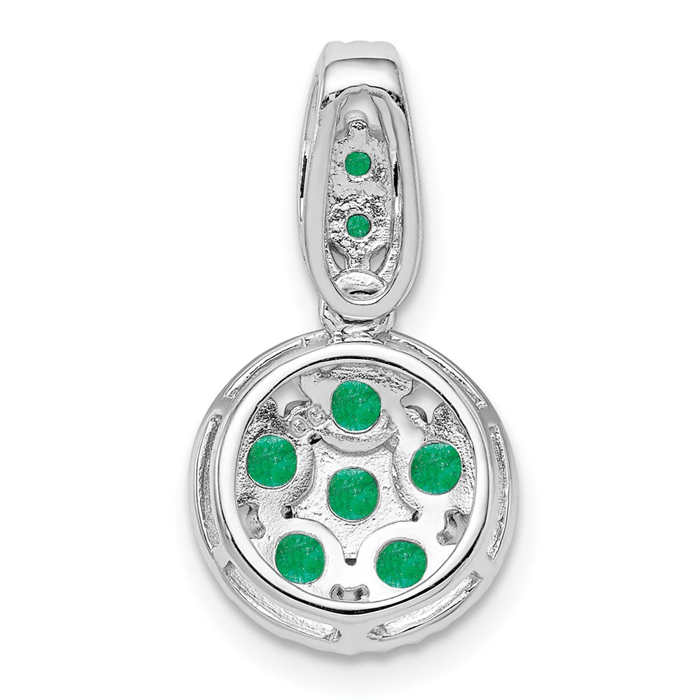 Rhodinierter Sterlingsilber-Anhänger mit Smaragd im Kreis