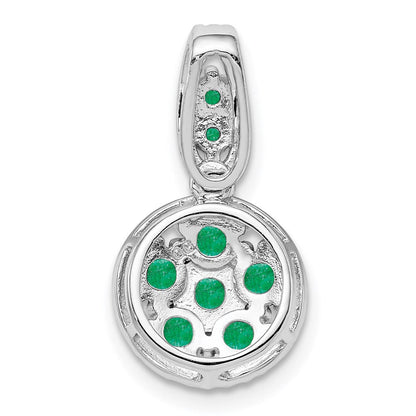 Rhodinierter Sterlingsilber-Anhänger mit Smaragd im Kreis