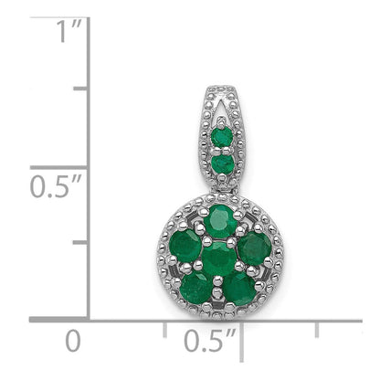 Rhodinierter Sterlingsilber-Anhänger mit Smaragd im Kreis