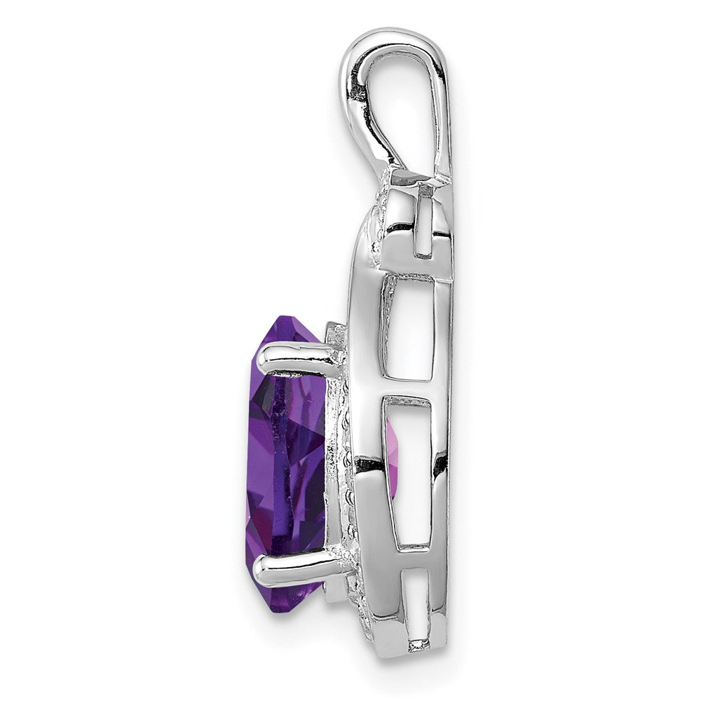 Rhodinierter Sterlingsilber-Anhänger mit Diamant und Amethyst