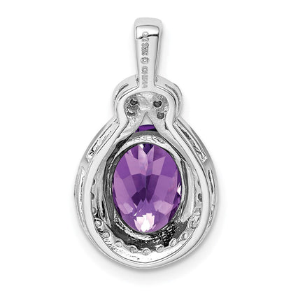 Rhodinierter Sterlingsilber-Anhänger mit Diamant und Amethyst