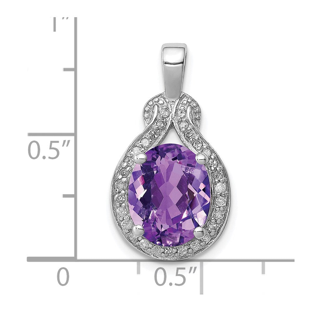 Rhodinierter Sterlingsilber-Anhänger mit Diamant und Amethyst