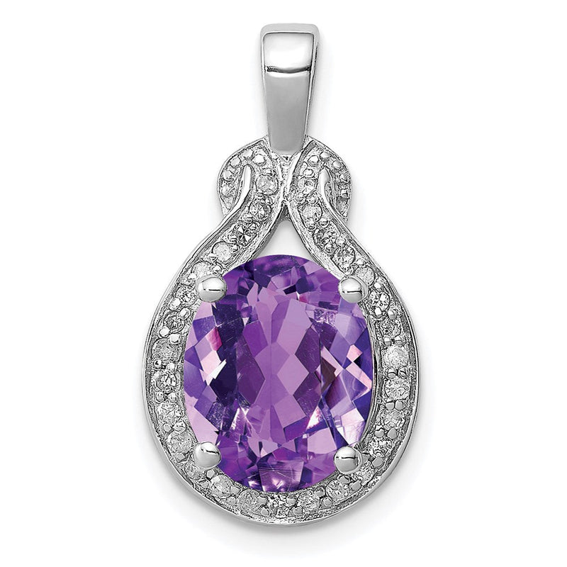 Rhodinierter Sterlingsilber-Anhänger mit Diamant und Amethyst