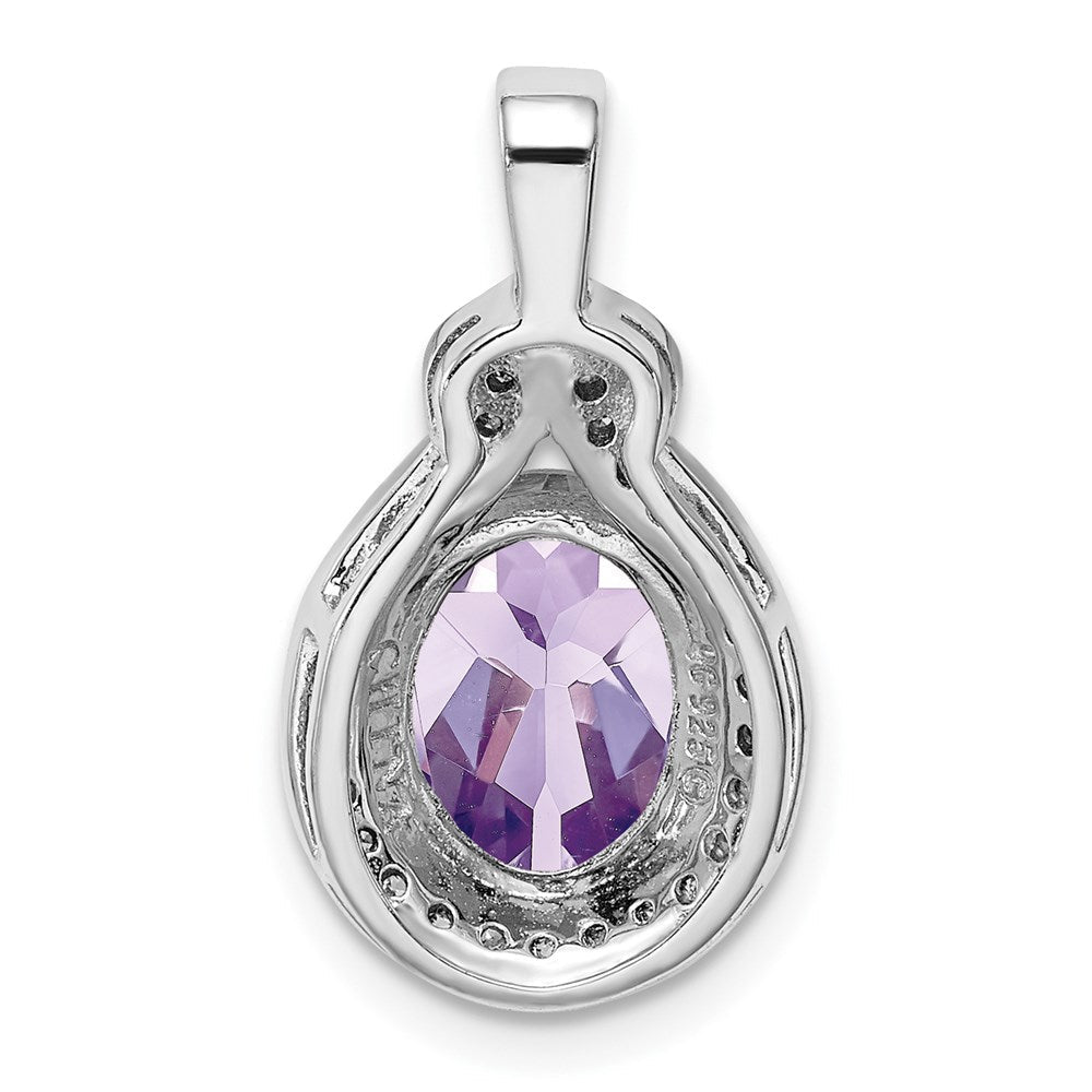 Anhänger aus rhodiniertem Sterlingsilber mit Diamant und Rosenquarz