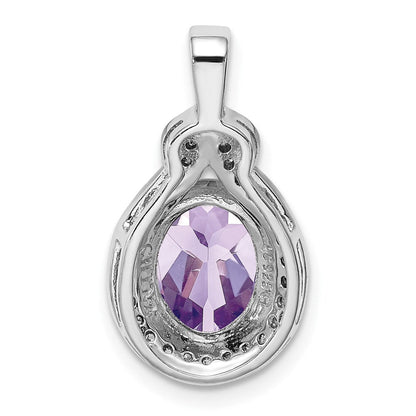 Anhänger aus rhodiniertem Sterlingsilber mit Diamant und Rosenquarz