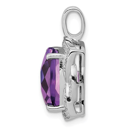 Anhänger aus rhodiniertem Sterlingsilber mit Diamant und Amethyst