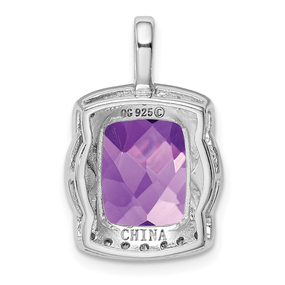 Anhänger aus rhodiniertem Sterlingsilber mit Diamant und Amethyst