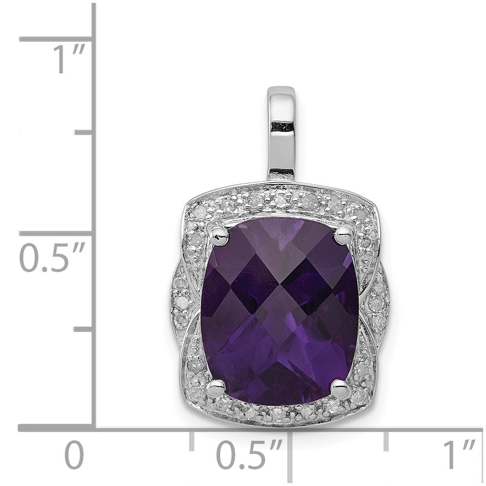 Anhänger aus rhodiniertem Sterlingsilber mit Diamant und Amethyst