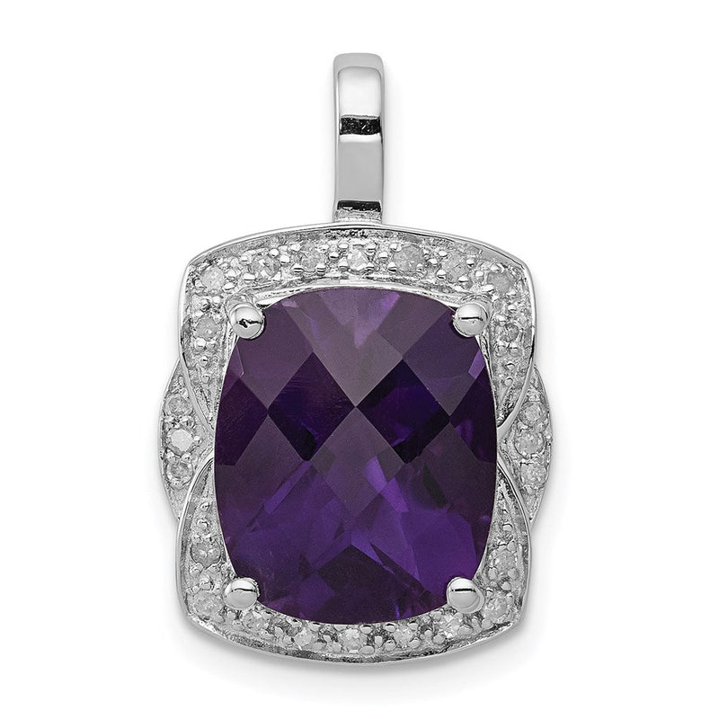 Anhänger aus rhodiniertem Sterlingsilber mit Diamant und Amethyst