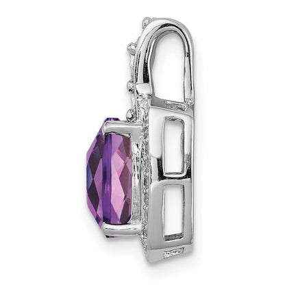Anhänger aus rhodiniertem Sterlingsilber mit Diamant und Amethyst