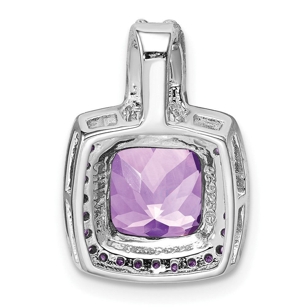 Anhänger aus rhodiniertem Sterlingsilber mit Diamant und Amethyst