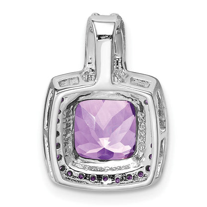 Anhänger aus rhodiniertem Sterlingsilber mit Diamant und Amethyst