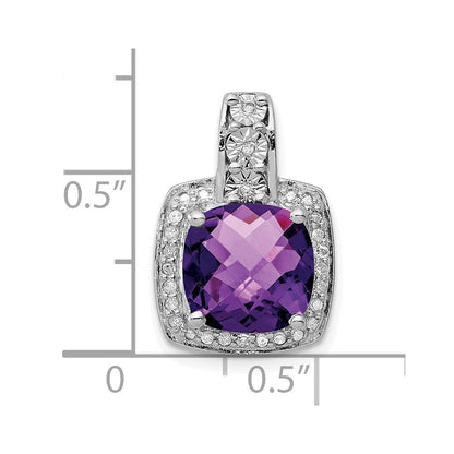 Anhänger aus rhodiniertem Sterlingsilber mit Diamant und Amethyst