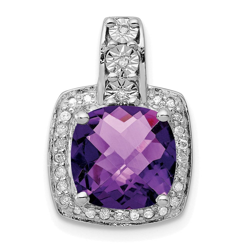 Anhänger aus rhodiniertem Sterlingsilber mit Diamant und Amethyst