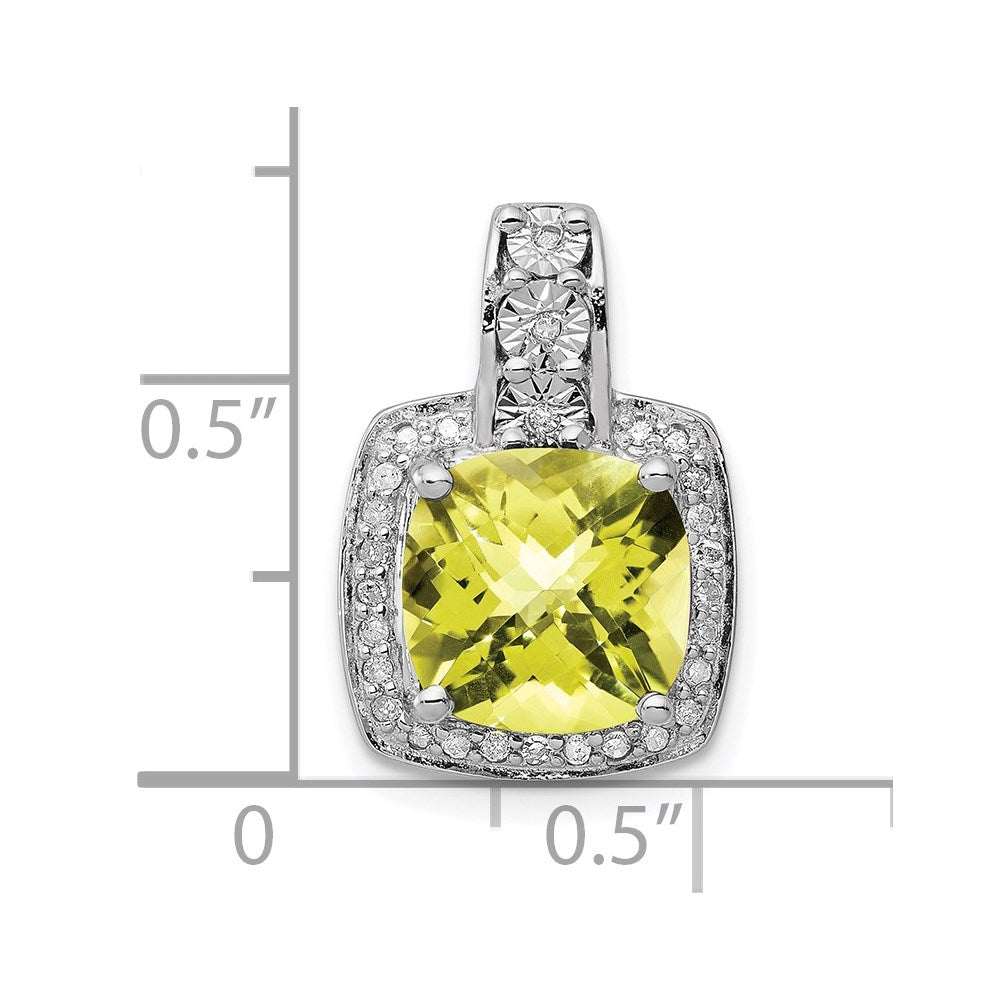 Sterlingsilber Diamant- & Zitronenquarz-Anhänger, rhodiniert