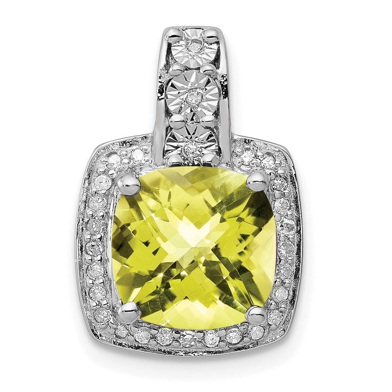 Sterlingsilber Diamant- & Zitronenquarz-Anhänger, rhodiniert