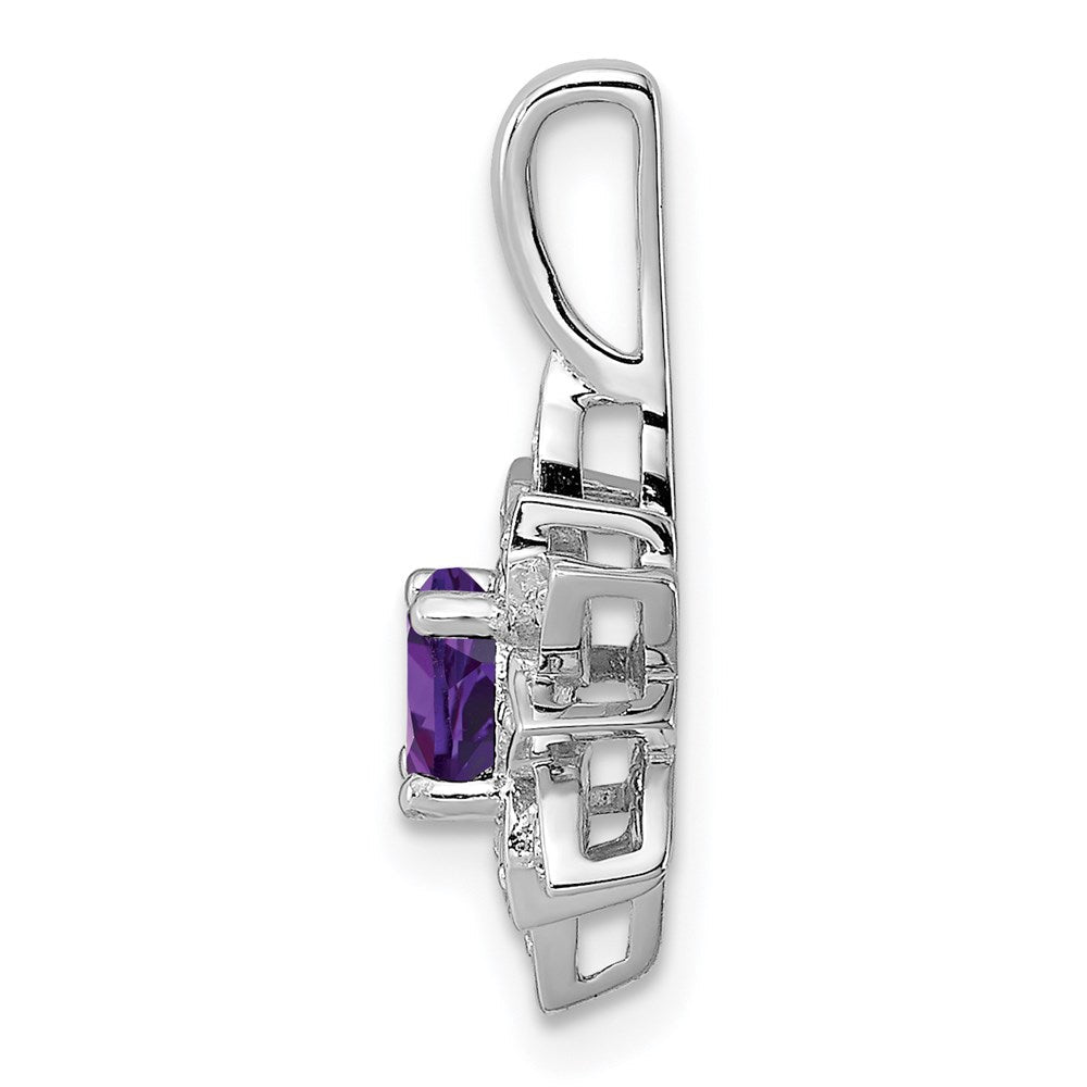 Anhänger aus rhodiniertem Sterlingsilber mit Diamant und Amethyst