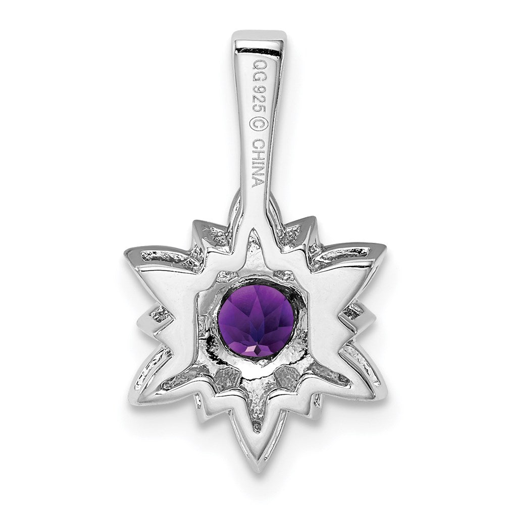 Anhänger aus rhodiniertem Sterlingsilber mit Diamant und Amethyst