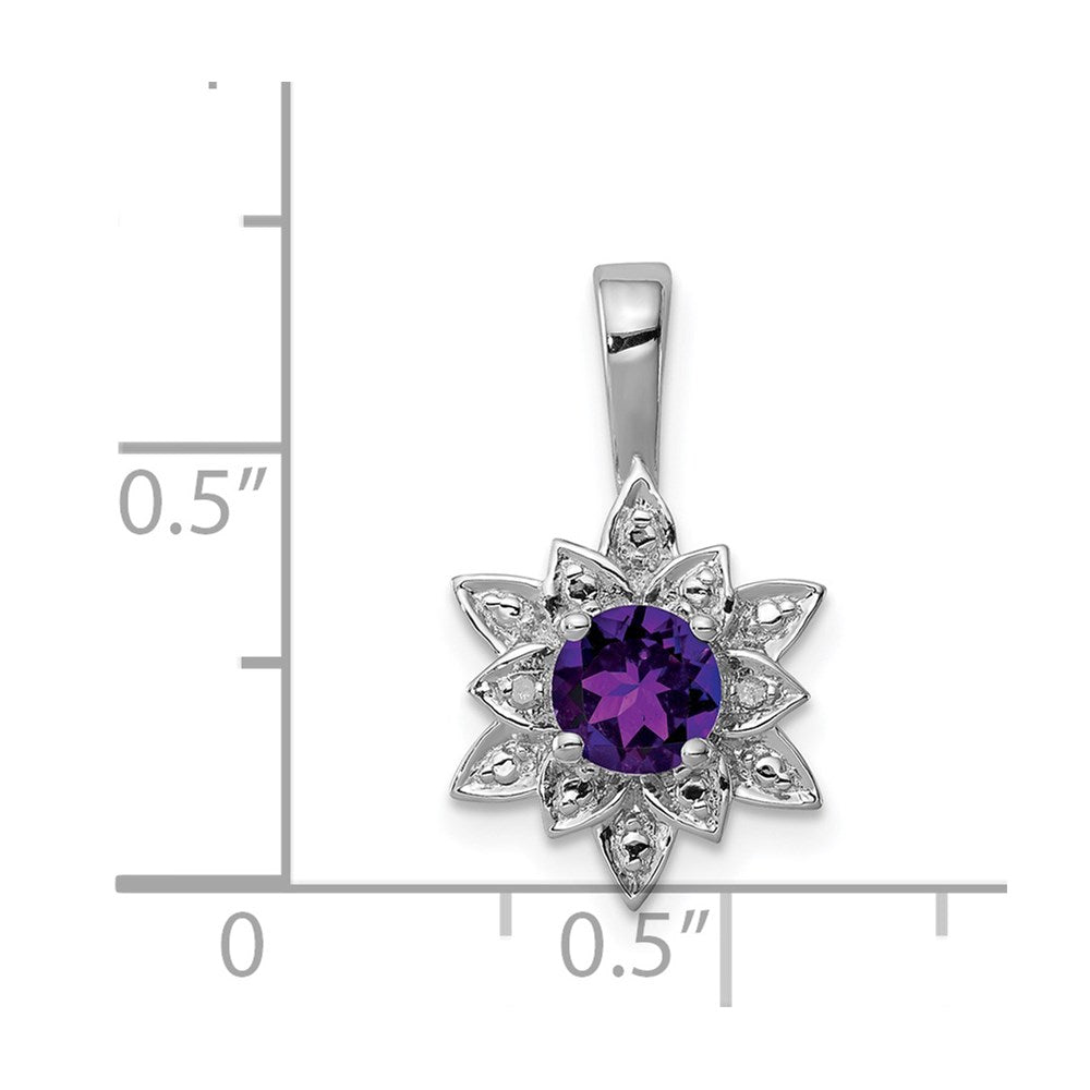 Anhänger aus rhodiniertem Sterlingsilber mit Diamant und Amethyst