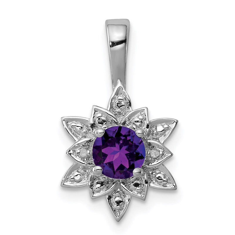 Anhänger aus rhodiniertem Sterlingsilber mit Diamant und Amethyst