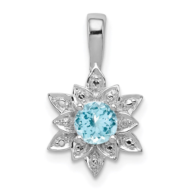 Anhänger aus rhodiniertem Sterlingsilber mit Diamant und hellblauem Topas
