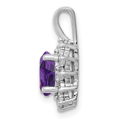 Rhodinierter Sterlingsilber-Anhänger mit Diamant und Amethyst