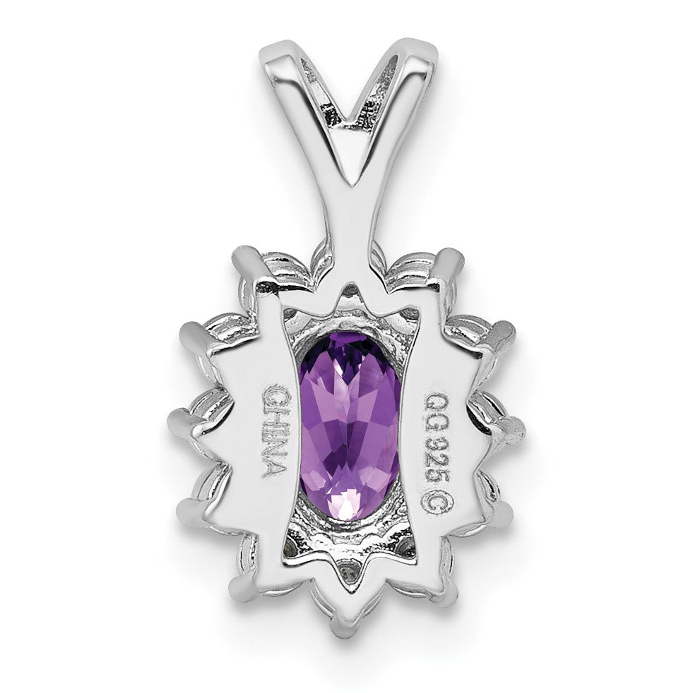 Rhodinierter Sterlingsilber-Anhänger mit Diamant und Amethyst
