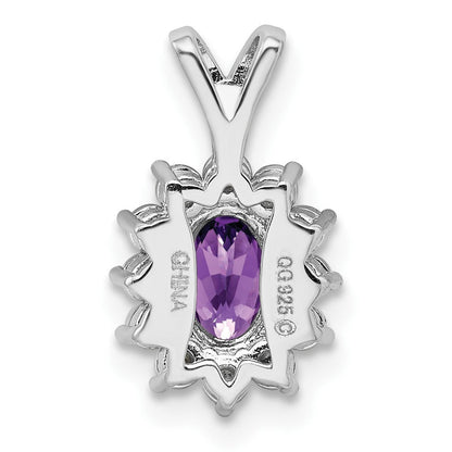 Rhodinierter Sterlingsilber-Anhänger mit Diamant und Amethyst