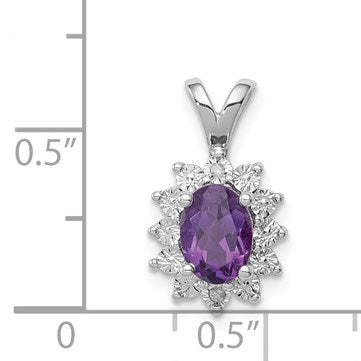 Rhodinierter Sterlingsilber-Anhänger mit Diamant und Amethyst